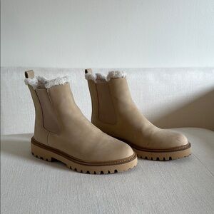 Tan Shearling-Lined Ankle Boots